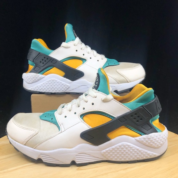 Nike Shoes Nike Air Huarache White Turquoise Gold 24 Size 9 Poshmark